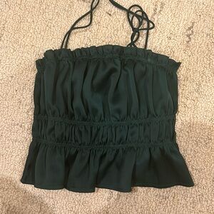 Princess Polly green tie strap top size small